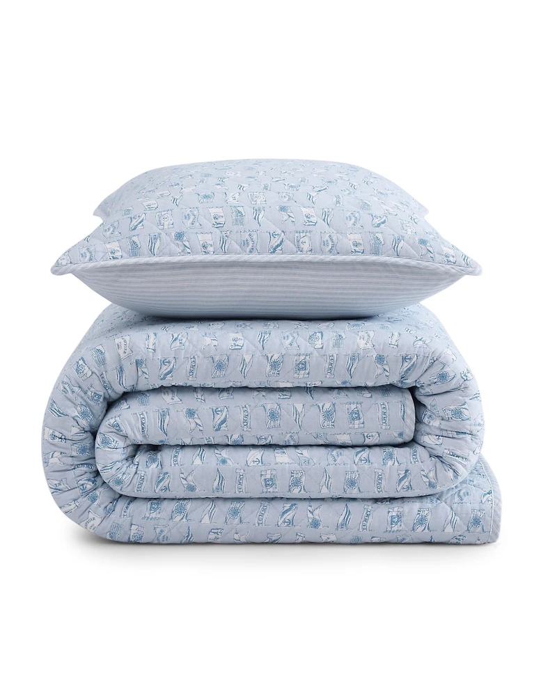 Tommy Hilfiger Boating Flags Cotton Reversible 3-Pc. Quilt Set