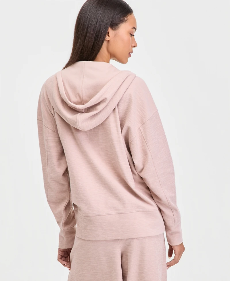 Id Ideology Women's Oversized Rib Slub Full-Zip Hoodie, Macy's Exclusive