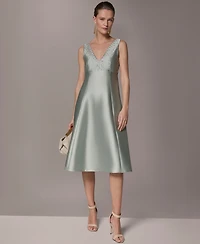 Donna Karan New York Women's A-Line Midi Dress with Hot Fix Detail