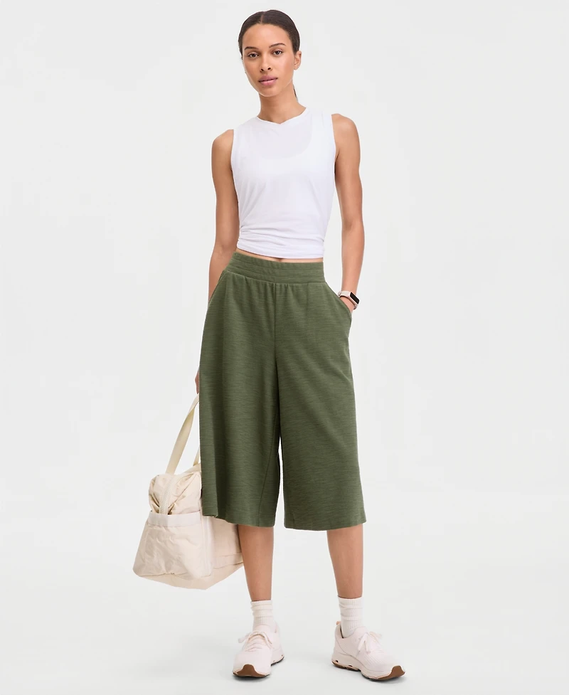 Id Ideology Women's Ribbed Wide-Leg Cropped Pull-On Pants, Macy's Exclusive