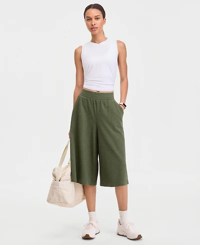 Id Ideology Women's Ribbed Wide-Leg Cropped Pull-On Pants, Macy's Exclusive
