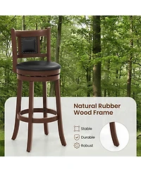 sumyeg Set of 2 25.5/30.5 Inch Upholstered Bar Stools with Curved Back