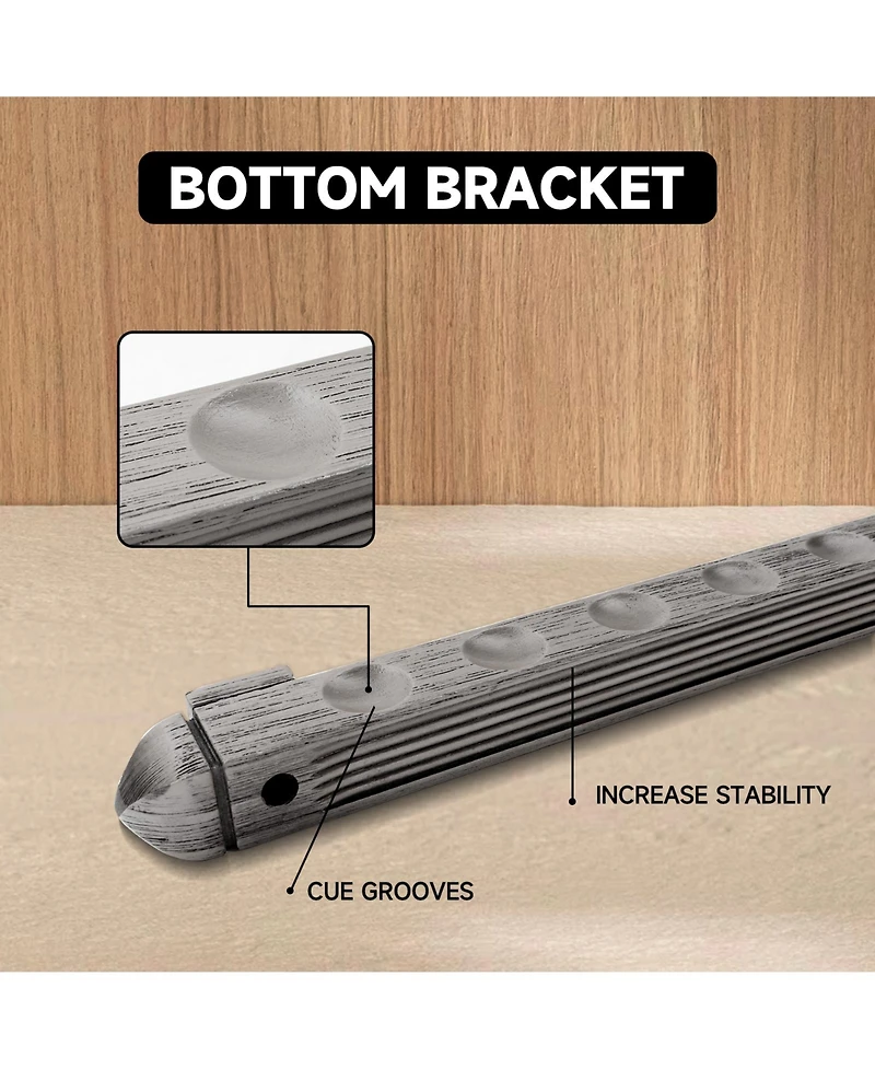 Gse Games and Sports Expert Piece Wood Billiard Pool Cue Rack Wall Mounted Holders, Pool Cue Wall Rack Set - Brushed - 8 cue