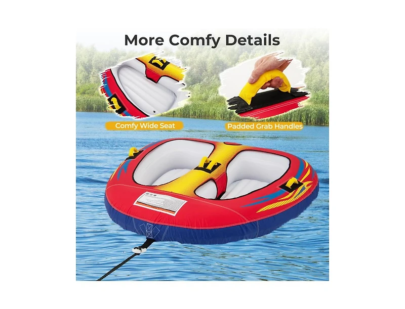 Hongge 1 or 2 Person Inflatable Towable Tube for Boating with Drainage