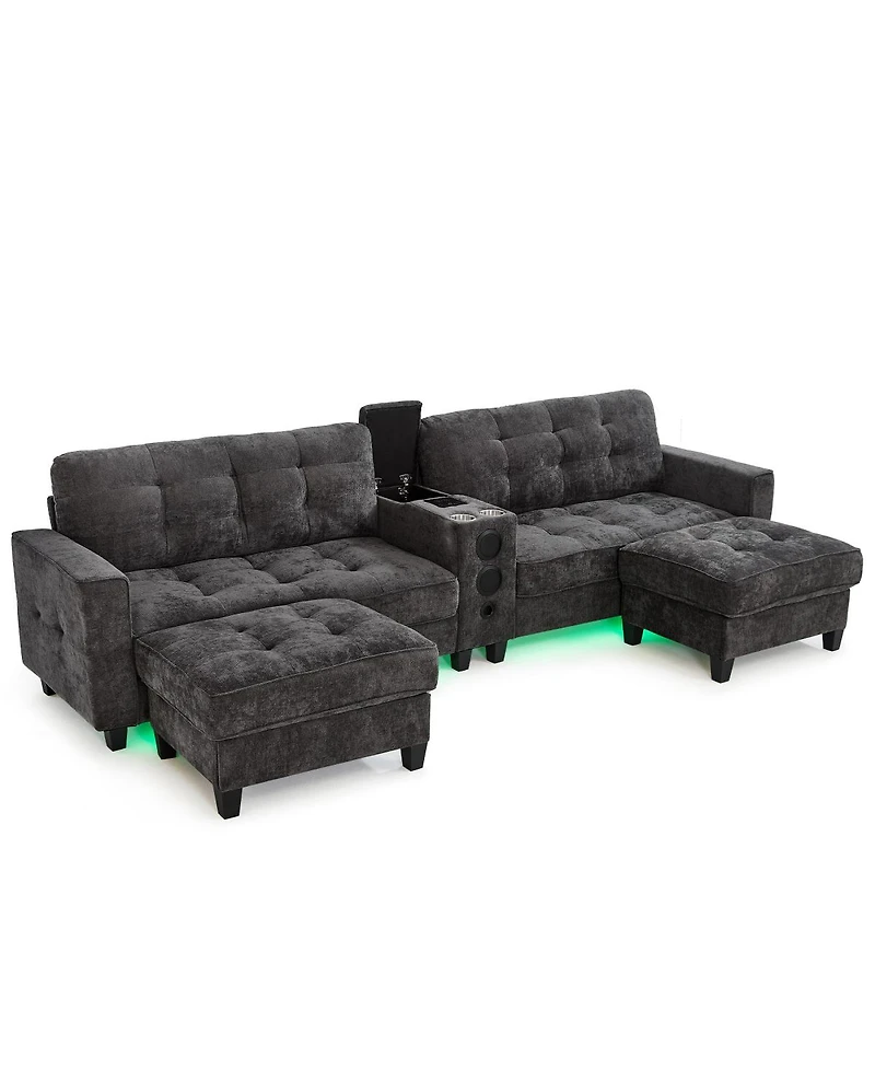 Streamdale Furniture Modern U-shaped Sectional Sofa with Storage Ottomans
