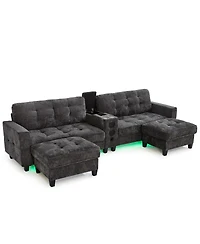 Streamdale Furniture Modern U-shaped Sectional Sofa with Storage Ottomans