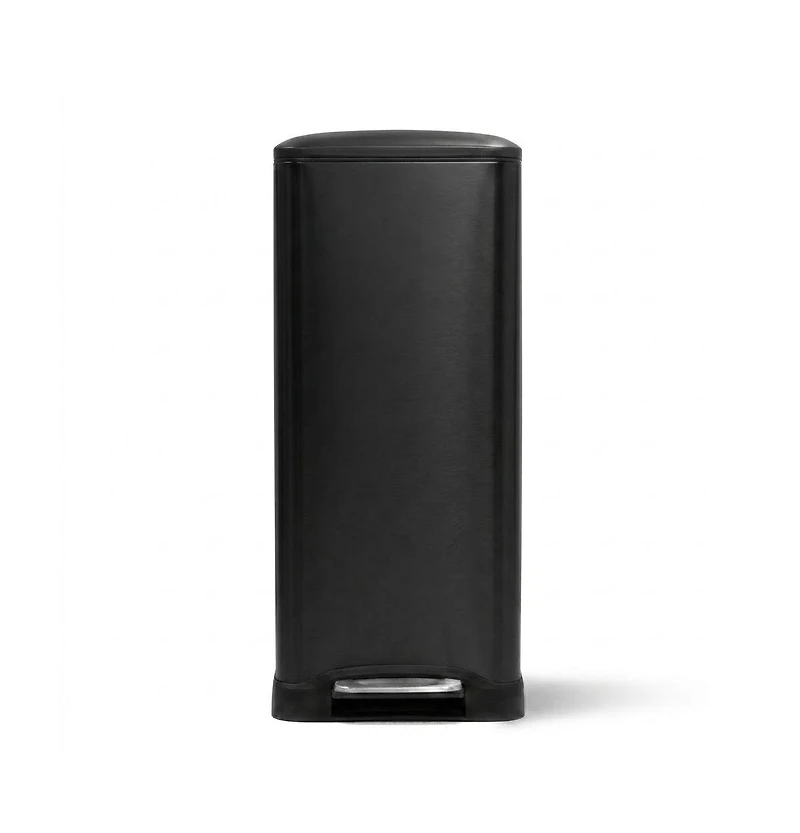 Home Zone Living 13 Gallon Dual Compartment Stainless Steel Kitchen Trash Can with Step Pedal and Soft Close Lid, Black