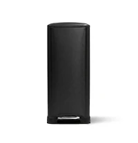 Home Zone Living 13 Gallon Dual Compartment Stainless Steel Kitchen Trash Can with Step Pedal and Soft Close Lid, Black