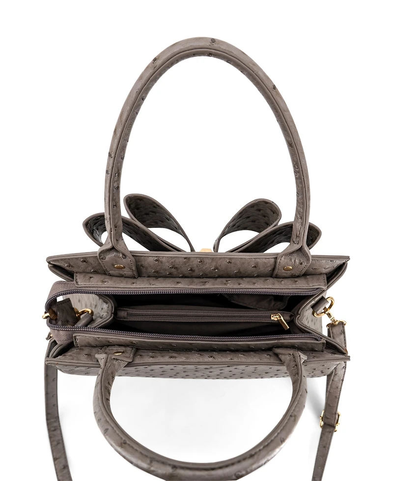 Like Dreams Elodie Embossed Bow Top Handle Medium Satchel Bag