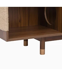 Streamdale Furniture Walnut Tv Stand - Sliding Glass Door