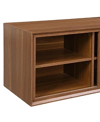 Streamdale Furniture Mid-Century Walnut Tv Stand with Extendable Table & Cushion