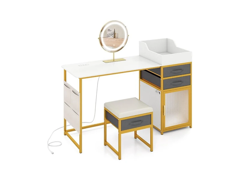 Slickblue 55" Makeup Vanity Desk with Rotatable Lighted Mirror