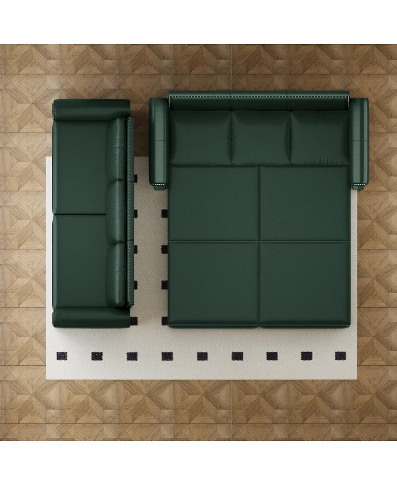 Streamdale Furniture Chesterfield Sleeper Sofa Bed, 93.7" Pull Out, Faux Leather