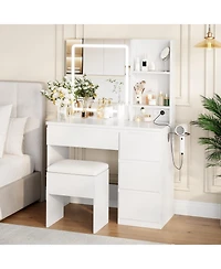 gaomon Makeup Vanity Set with Foldable Lighted Mirror