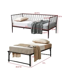 Kings Brand Furniture Bella Metal Day Bed with Trundle Stylish and Functional
