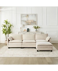 Streamdale Furniture Streamdale L-shaped sofa with storage, cotton-linen velvet, 3 seats, extends, living room