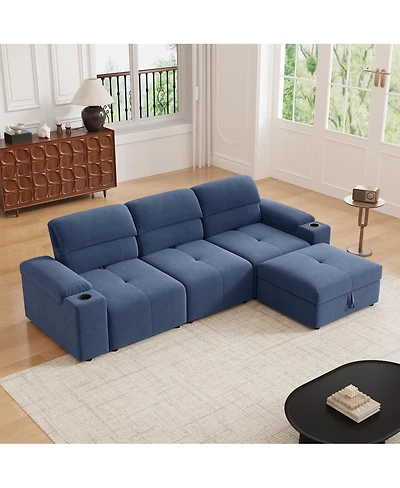 Streamdale Furniture Modern L-shaped sectional sofa, 105-inch cloud sofa with adjustable backrest and ottoman