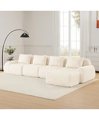 Streamdale Furniture Modern L-Shaped Flannelette Sectional Sofa with Movable Ottoman