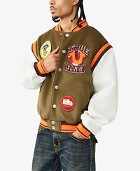 True Religion Men's Garden Logo Retro Varsity Jacket