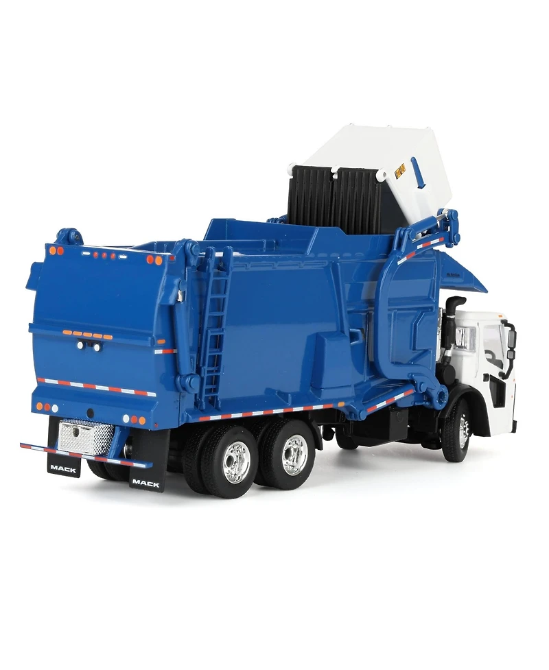 First Gear Dcp 1/64 White & Blue Mack Lr w/ McNeilus Meridian Fel Refuse Body & Refuse Bin