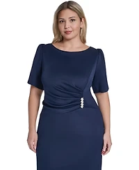 Jessica Howard Plus Short-Sleeve Midi Dress