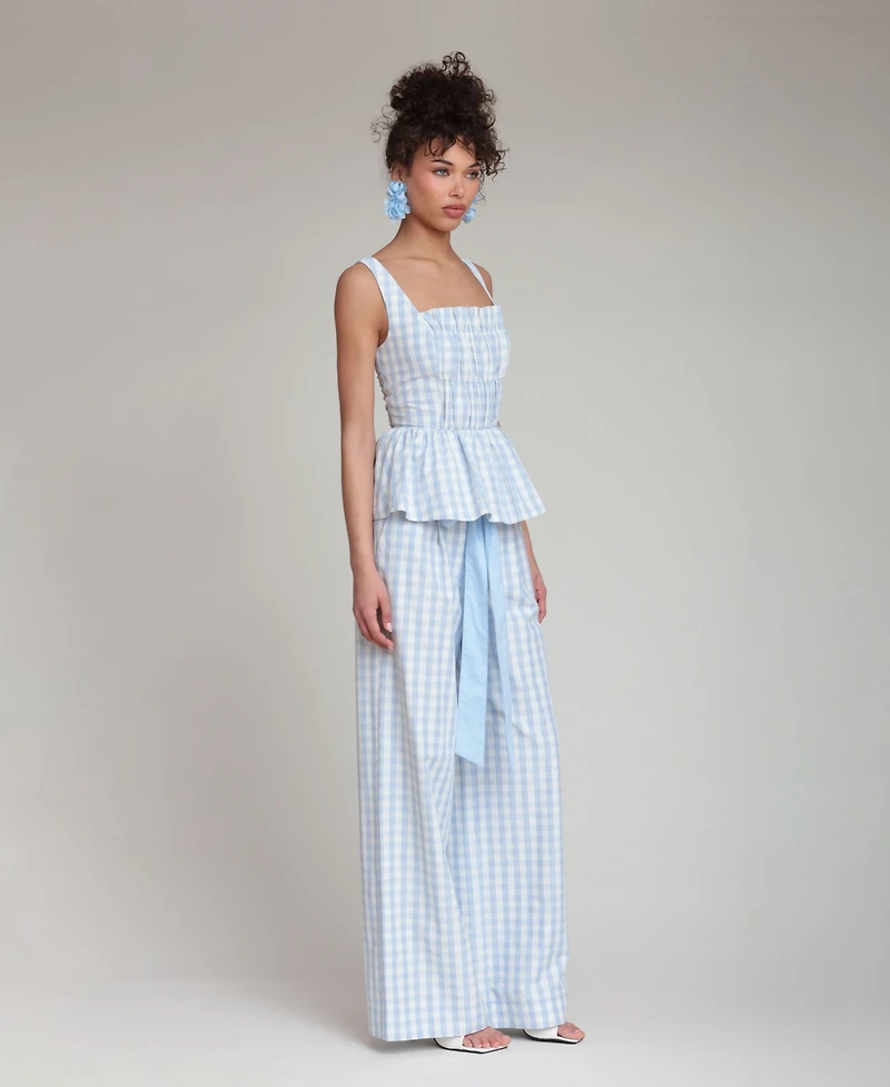 Avec Les Filles Women's Smocked Detail Peplum Top