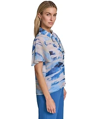 Calvin Klein Women's Tie-Neck Button-Front Blouse