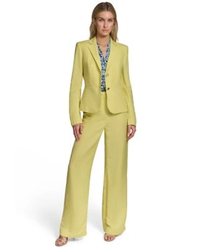 Calvin Klein Womens Two Button Notch Lapel Blazer Mid Rise Wide Leg Pants