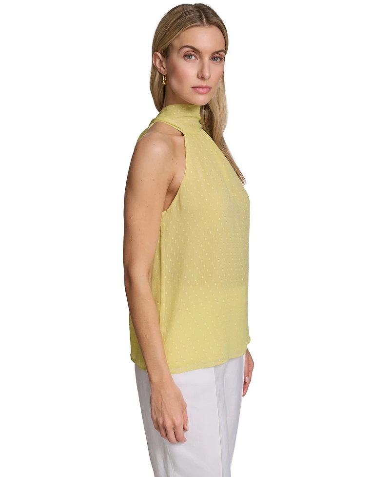 Calvin Klein Women's Sleeveless Pleated Turtleneck Top