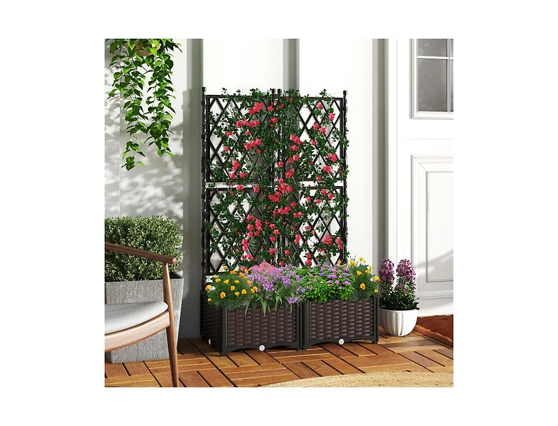 Slickblue Raised Garden Bed with Lattice Trellis & Self-Watering