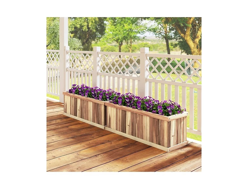 Slickblue Wooden Rectangular Planter Box with Drainage