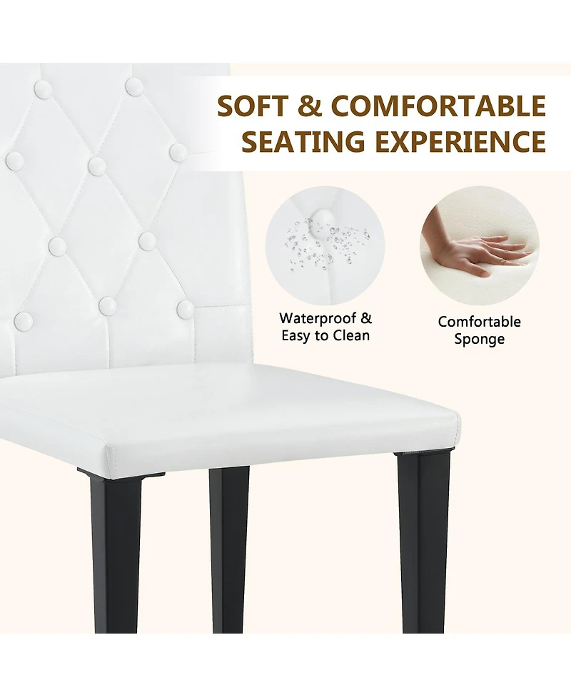 Streamdale Furniture Pu Dining Chair with Ergonomic Buckle Backrest