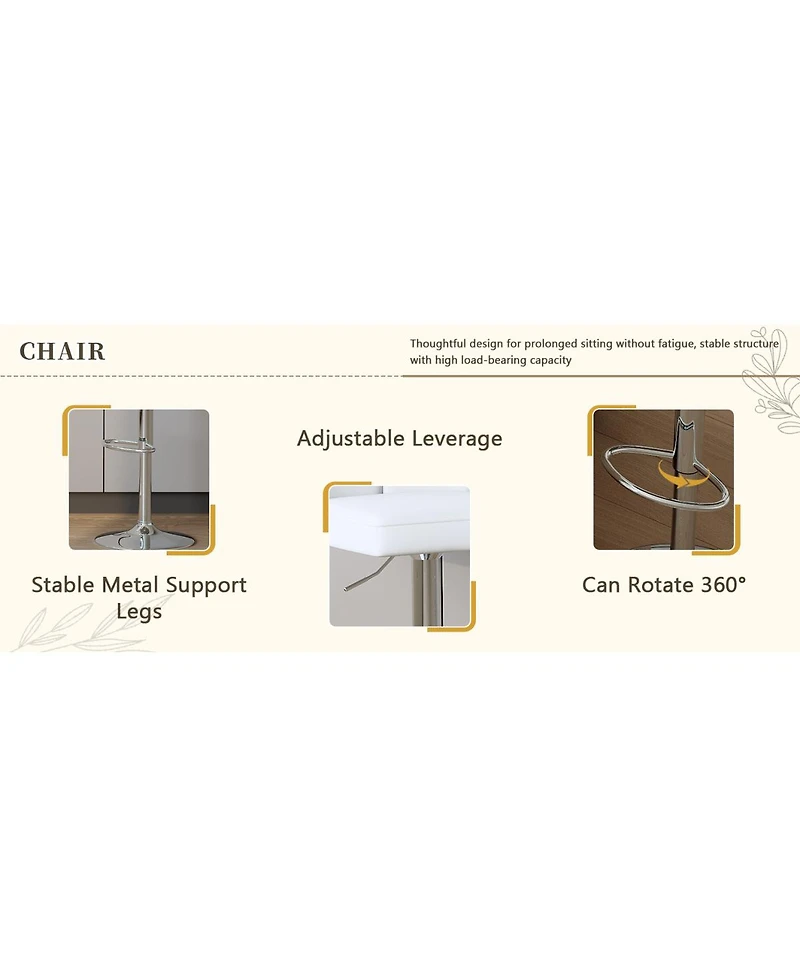 Streamdale Furniture Modern White Pu Bar Stool Set - 2-Piece with Trumpet Legs