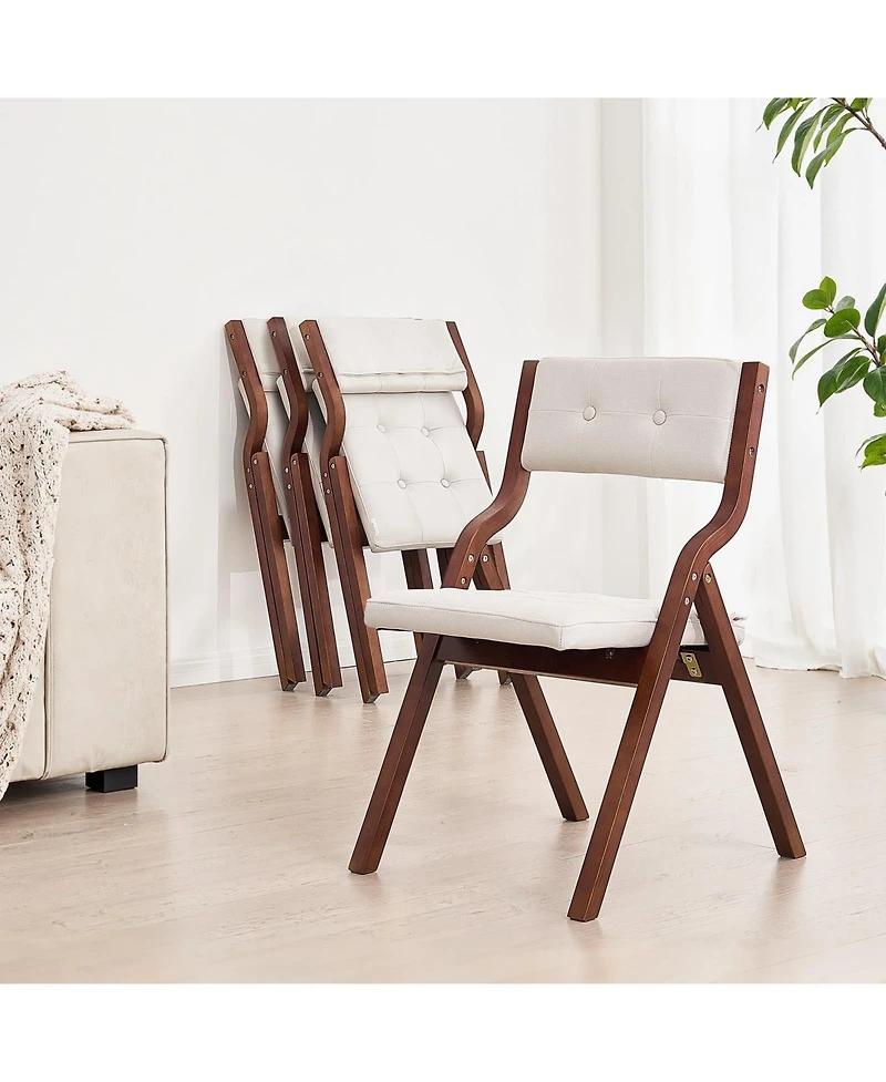 Mecale Set of 2 Wooden Folding Chairs with Cushion