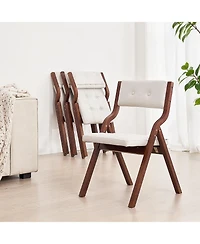 Mecale Set of 2 Wooden Folding Chairs with Cushion