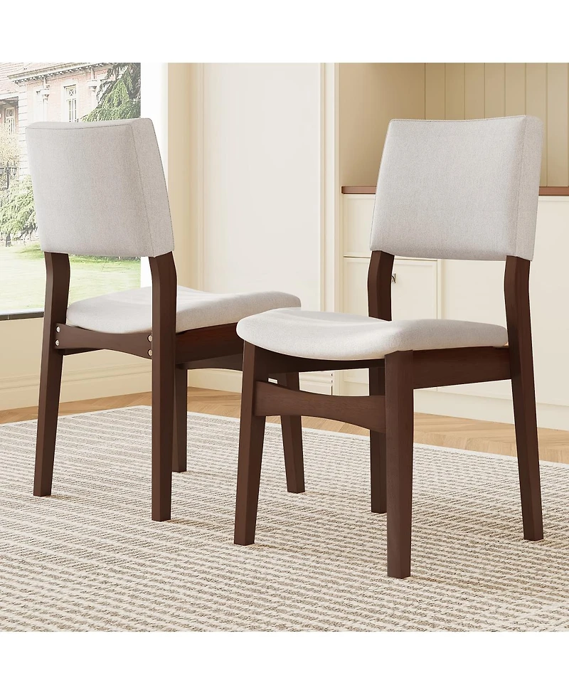 Streamdale Furniture Upholstered Stackable Dining Chairs Set of 2 - Linen Fabric, Solid Wood Frame