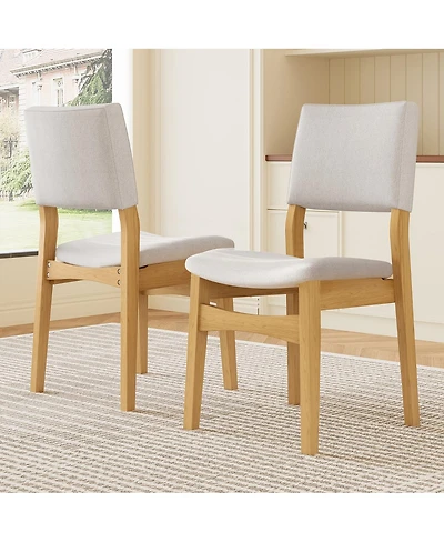Streamdale Furniture Upholstered Stackable Dining Chairs Set of 2 - Linen Fabric, Solid Wood Frame