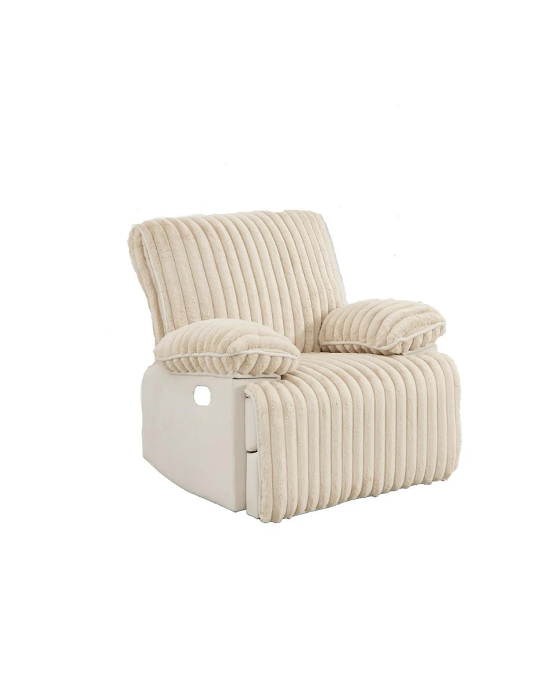 Streamdale Furniture Manual Reclining Loveseat, Faux Fur Recliner Sofa with Hidden Cup Holders