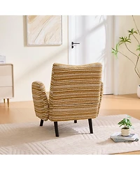 Streamdale Furniture Modern armchair with sanded fabric, side pocket, solid wood legs