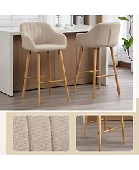 Streamdale Furniture Modern Linen Bar Stools Set of 2 with Back & Armrest