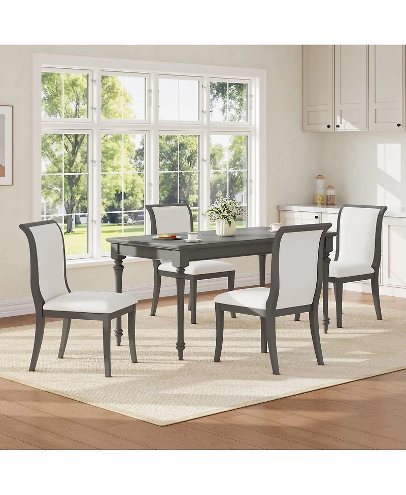 Streamdale Furniture Oak Gray Upholstered Dining Chairs (Set of 2) - Traditional Elegant Fabric Side Chairs.