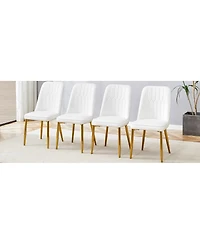 Streamdale Furniture 4 Modern Pu Leather Dining Chairs with Gold Legs