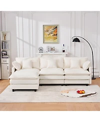 Streamdale Furniture 101.9" 3-seater cashmere sofa w/ movable footstool, modular.