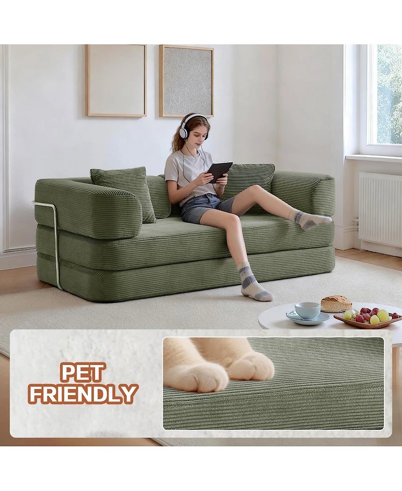 Streamdale Furniture Floor Couch Sofa Bed with Blanket Pillow, Enhanced Frame Stability