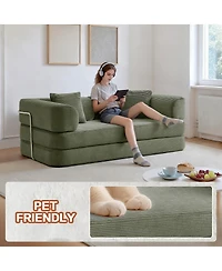 Streamdale Furniture Floor Couch Sofa Bed with Blanket Pillow, Enhanced Frame Stability