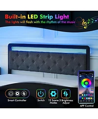 gaomon Full Bed Frame With 2 Drawers Upholstered Platform Bed Led Headboard No Box Spring Easy Assembly