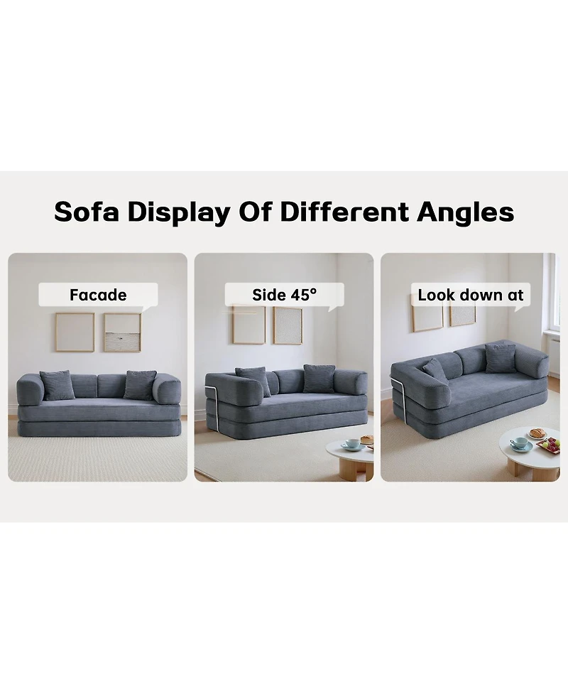 Streamdale Furniture Floor Couch Sofa Bed with Blanket Pillow, Enhanced Frame Stability