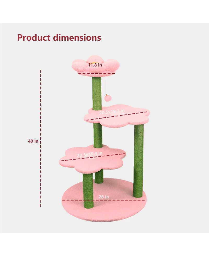 Aostirmotor Multi-Level Cat Tree with Removable Perch & Scratching Posts – Includes Hanging Toy