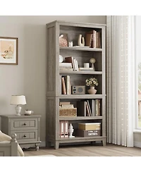 gaomon Tall 5-Tier Farmhouse Bookcase with Adjustable Shelves, Wide Wood Bookshelf