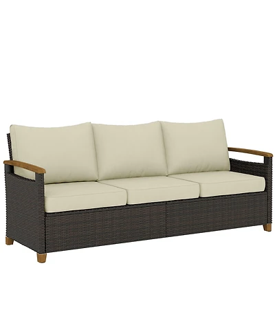 Outsunny 3 Seater Outdoor Couch Sofa with Cushioned Wide Seats